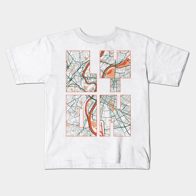 Lyon, France City Map Typography - Bohemian Kids T-Shirt by deMAP Studio